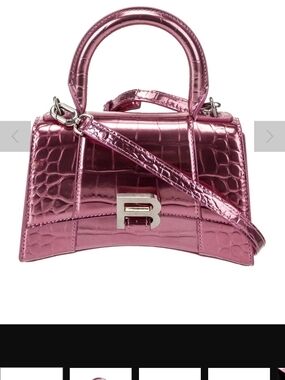 Balenciaga Metallic Croc-Embossed in Fuchsia Pink Balenciaga Hourglass XS